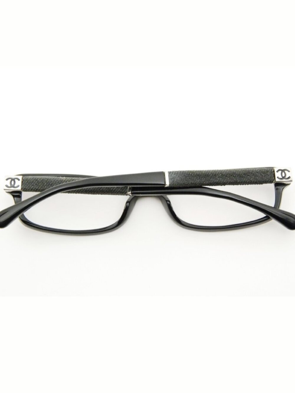 CHANEL 3193 Eyeglasses Black Denim CC Logo 53mm Rectangular Optical Frames Italy - Picture 7 of 12
